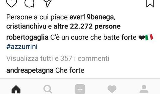 Gagliardini, su Instagram arrivano anche i complimenti del compagno Petagna: "Che forte"