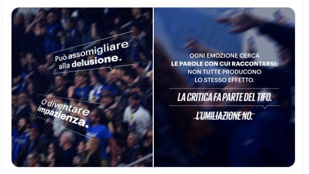 L'Inter firma il manifesto di @paroleostili. Perché "la critica fa parte del tifo, l'umiliazione no"