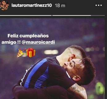Lautaro Martinez festeggia Icardi: "Felice compleanno amico"