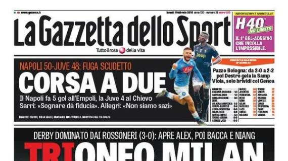 Prime pagine - Trionfo Milan, incubo Inter: dominato il derby. Mancini: "Abbiamo bruciato tutto in 20 giorni"