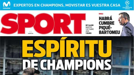 Prima pagina Sport - Spirito Champions: il Barcellona cerca una vittoria chiave con l'Inter