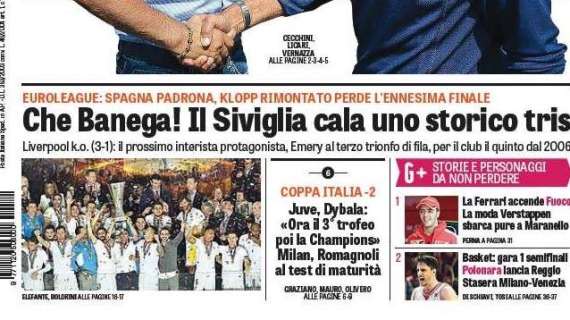 Prime pagine - Per Touré all'Inter nessuno sconto. Banega vince l'Europa League da protagonista