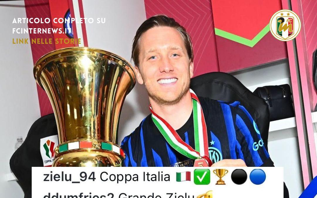 Zielinski festeggia la Coppa Italia. E Thuram gli pone la solita domanda 
