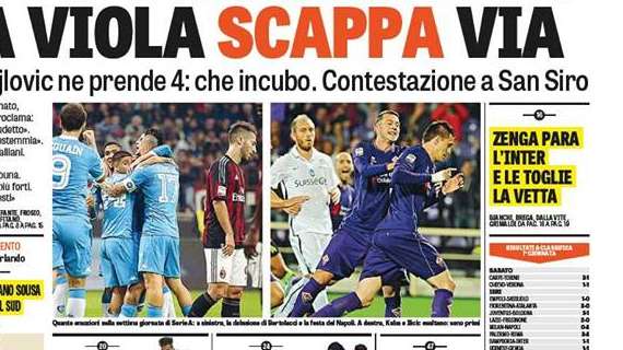 Prime pagine - Zenga para l'Inter e Mancini non è più in vetta. Perisic salva i nerazzurri con il primo gol italiano