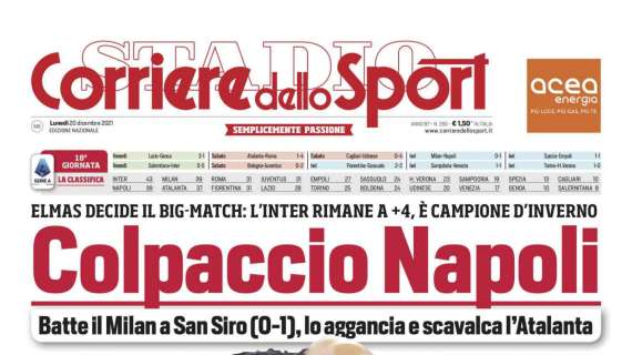 Prima pagina CdS - Colpaccio Napoli, Inter campione d'inverno