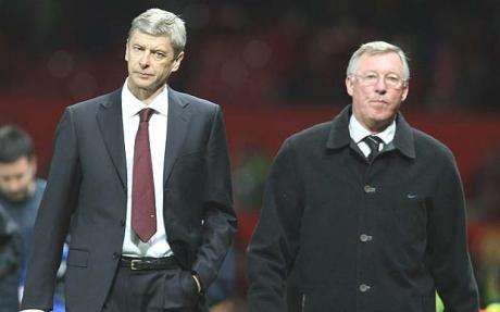 Arsene Wenger e Sir Alex Ferguson, tecnici rispettivamente dell&#039;Arsenal e del Manchester United