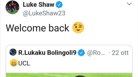 Shaw prende in giro Lukaku: "Bentornato (in Europa League)"