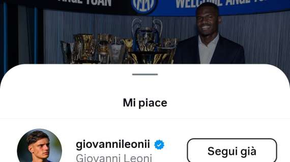 L'Inter ufficializza l'arrivo di Bonny: arriva il like di approvazione di Leoni 