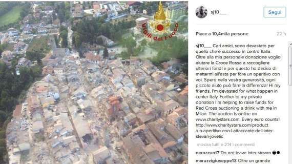 Terremoto, il bel gesto di Jovetic: "Mi metto all'asta"