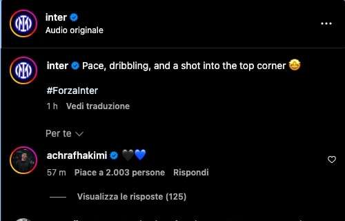 Hakimi non dimentica l'Inter: due cuori nerazzurri per ricordare la perla all'Olimpico contro la Roma