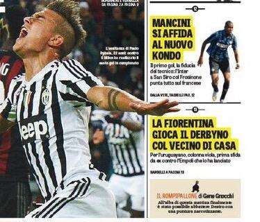 Prime pagine - Mancini stasera si affida a Kondogbia. Icardi-Jovetic, si rivede la vecchia Inter