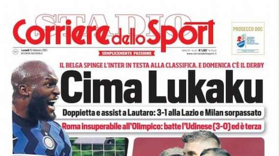 Prima CdS - Cima Lukaku: il belga spinge l'Inter in vetta alla classifica