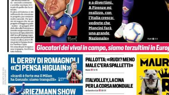Prima CdS - Il derby di Romagnoli: "Ci pensa Higuain. Icardi è forte ma il Milan ha Gonzalo: siamo tranquilli"