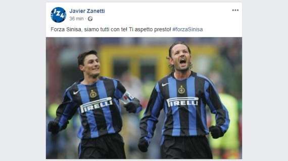 "Forza Sinisa". Anche il vicepresidente Zanetti dedica un pensiero all'ex compagno 