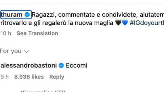 Thuram promette la maglia ad un tifoso. Bastoni: "Eccomi"