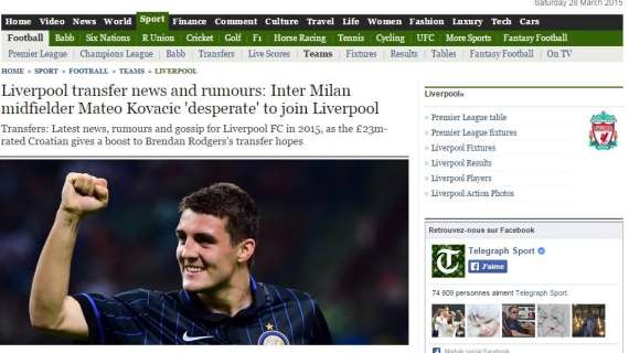 Telegraph - Kovacic vuole disperatamente il Liverpool