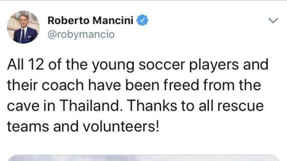 Mancini: "Tutti salvi i bimbi in Thailandia, grazie ai volontari"