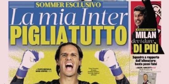 Prima GdS - Sommer esclusivo: "La mia Inter Pigliatutto. Scudetto e Champions: perché ci credo"