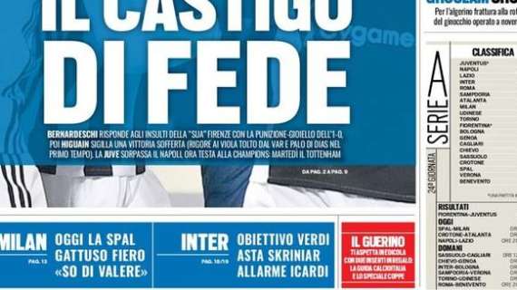 Prima pagina TS - Obiettivo Verdi, asta Skriniar, allarme Icardi