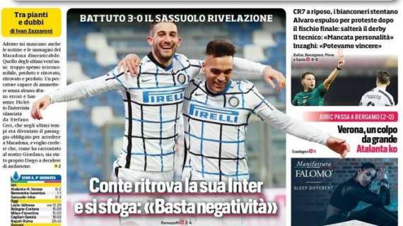 Prima pagina CdS - Conte ritrova la sua Inter e si sfoga: "Basta negatività"