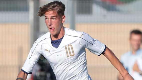 Italia U19, Zaniolo festeggia il gol con l'Olanda