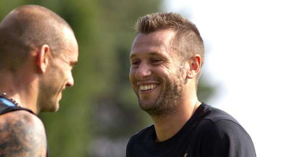 Sneijder e Cassano sorridenti 