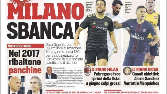 Prima CdS - Milano sbanca, 500 milioni dalla Cina. Inter, obiettivi Alexis Sanchez, Verratti e Marquinhos