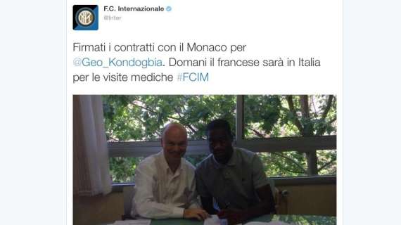 UFFICIALE - Kondogbia, l'Inter annuncia la firma dei contratti: è nerazzurro