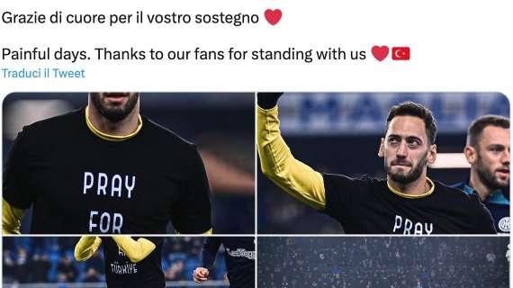 'Vicini a Turchia e Siria', Calhanoglu ringrazia la Curva Nord per gli striscioni esposti a Marassi 