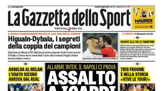 Prime pagine - Gazzetta: "Assalto a Icardi, muro Suning. E occhio ad altri tiri Mancini..."