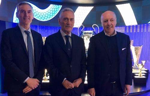 Inter, il presidente della Figc Gravina in visita nella sede del club 