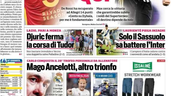 Prima CdS - Solo il Sassuolo sa battere l'Inter, Laurienté piega Inzaghi