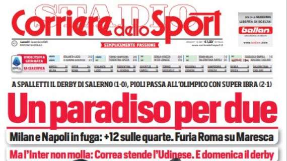 Prima pagina CdS - Un paradiso per due. Milan e Napoli in fuga, l'Inter non molla