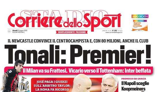 Prima CdS - Il Milan va su Frattesi, Vicario verso il Tottenham: Inter beffata