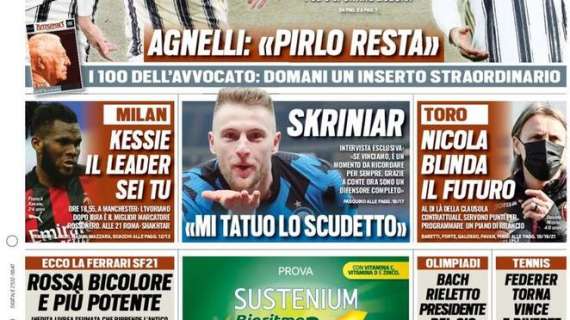 Prima TS - Skrniar: "Mi tatuo lo scudetto"