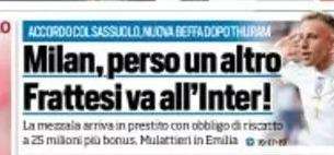 Prima TS - Milan, perso un altro. Frattesi va all'Inter: nuova beffa dopo Thuram