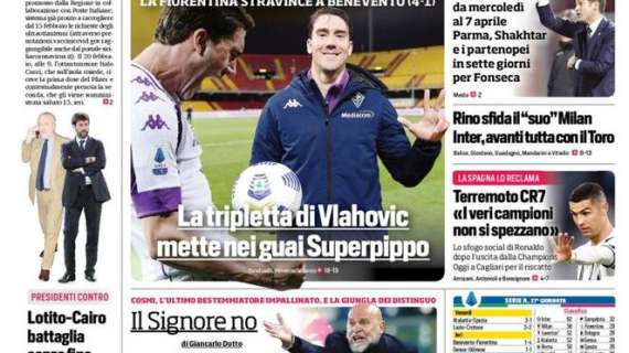 Prima Pagina CdS - Gattuso sfida il 'suo' Milan, Inter avanti tutta con il Torino