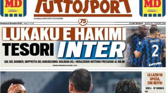 Prima TS - Lukaku e e Hakimi i tesori dell'Inter: gol del bomber, doppietta del marocchino, Bologna ko