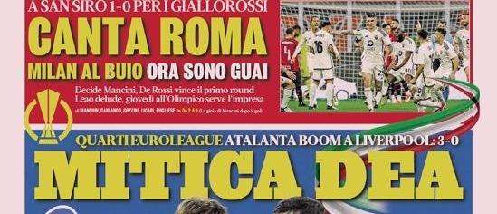 Prima GdS - Canta Roma. Milan al buio ora sono guai. Mitica Dea