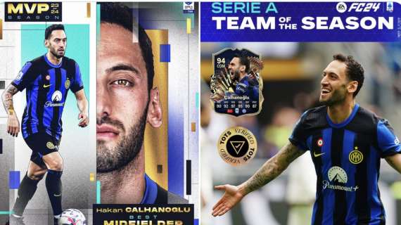 MVP Serie A 23-24, l'Inter fa bis dopo Bastoni: Calhanoglu premiato come miglior centrocampista 