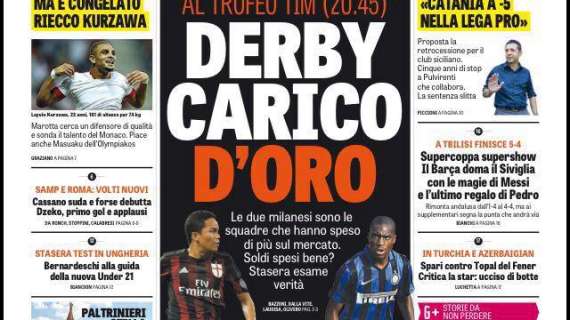 Prime pagine - Stasera derby carico d'oro e di rivincita