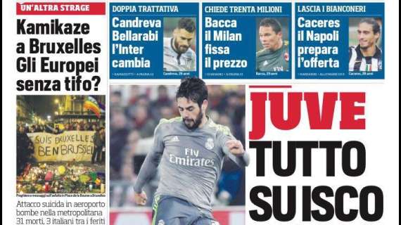 Prime pagine - Candreva-Bellarabi, l'Inter cambia. Se i big partono piano B è di lusso: Bruma in cima alla lista