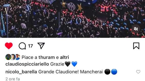 Il preparatore atletico Spicciariello saluta la famiglia interista. E Barella lo saluta così: "Mancherai"