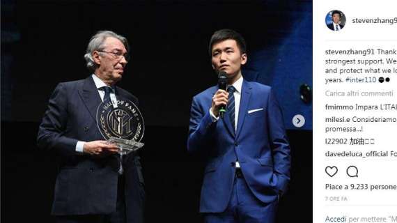 Zhang jr. a Moratti: "Grazie per essere il mio sostegno. Combatteremo e proteggeremo ciò che amiamo"