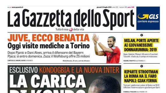 Prima pagina GdS - Kondogbia: "Trascino i nerazzurri in Champions". Witsel vicinissimo all'Inter