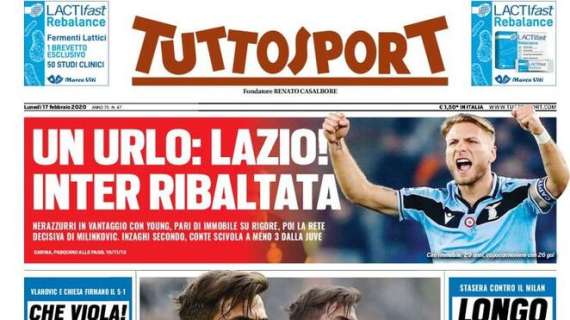 Prima pagina TS - Un urlo: Lazio! Inter ribaltata. Conte a -3 dalla Juve