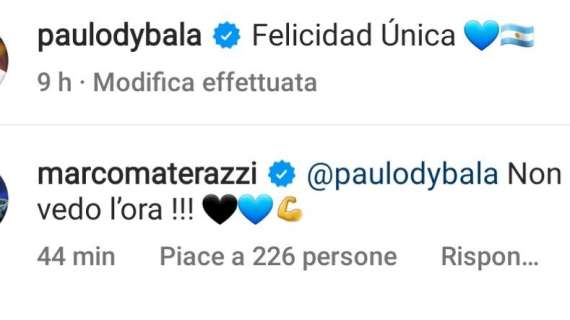 Dybala all'Inter? Materazzi freme, il messaggio social alla Joya: "Non vedo l'ora"