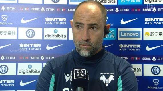 Verona, Tudor a DAZN: "Primo tempo dominato dall'Inter, hanno meritato. Le parole di Inzaghi? Ci vuole motivare"