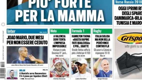 Prima pagina TS - Joao Mario, due mesi per non essere ceduto