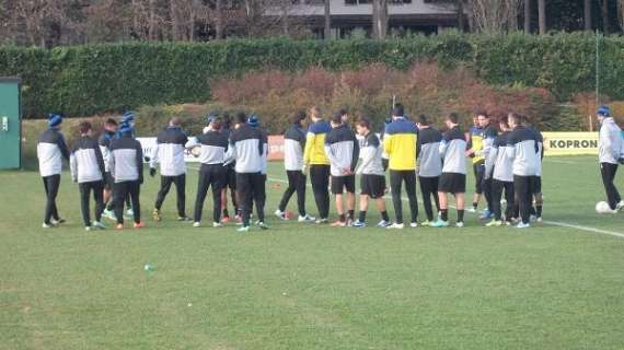 Allenamento sotto zero alla Pinetina per l'Inter